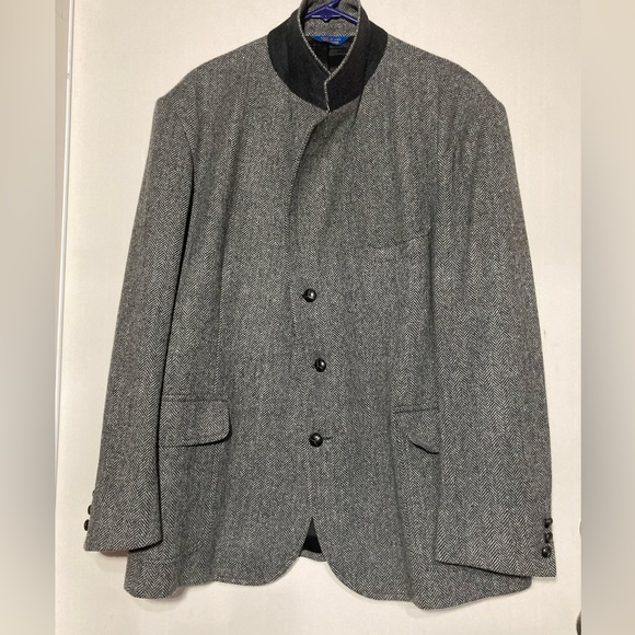 Pendleton 100% Pure Virgin Wool Black/White Herringbone Blazer Sz 48 USA Made - Picture 2 of 15